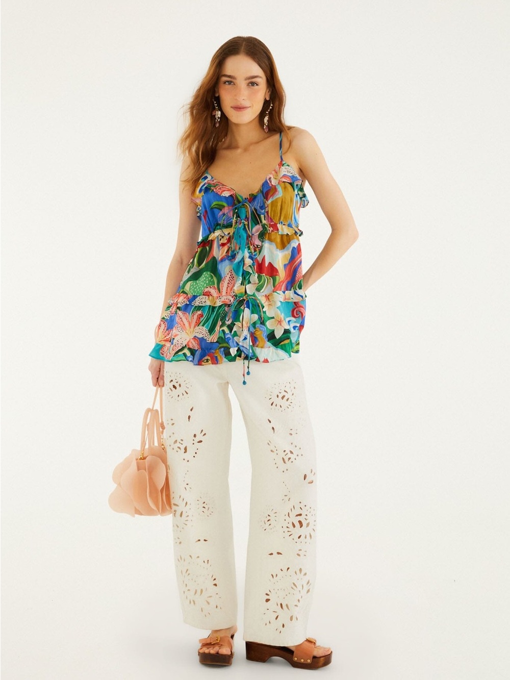 FARM Rio Multicolor Floral Ruffle Tie-Front Tank - Picture 3 of 7